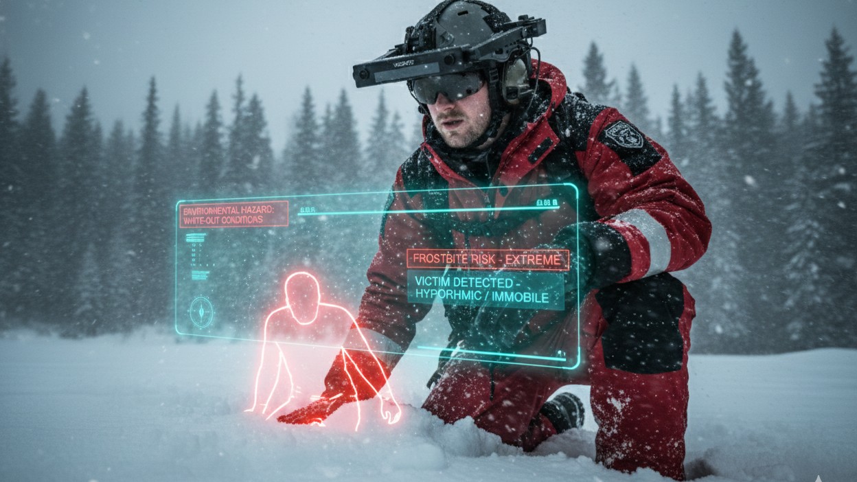 First responder using VisionXtent AR visor